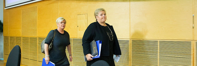  ENDRING:  Statsminister Erna Solberg endrer på regjeringen. Noen politikere må slutte. Her er hun sammen med finansminister Siv Jensen.