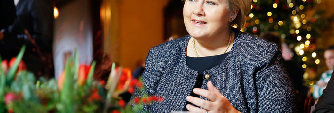  JUL:  Statsminister Erna Solberg holdt julefrokost i statsministerboligen før jul.