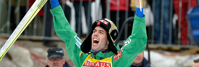  GLAD:  Anders Bardal jublet da han vant verdenscupen i skihopp i helgen.