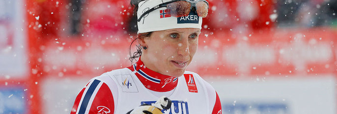 SAKTE:  Skiløper Marit Bjørgen gikk ikke fort på tirsdag. Skiene til nordmennene hadde feil smøring.