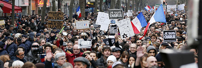  STØTTE:  Millioner demonstrerte mot terroren i Frankrike søndag.