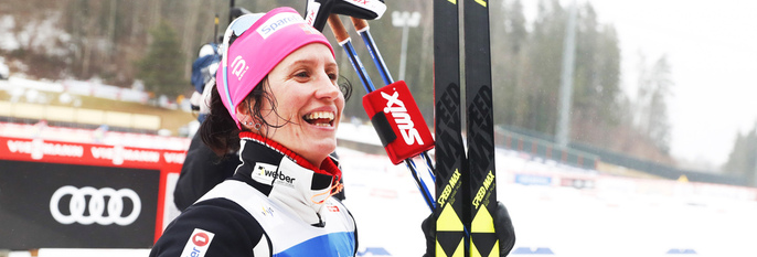  GOD:  Marit Bjørgen er god på ski. Hun kan vinne gullmedaljer i VM i Finland. 