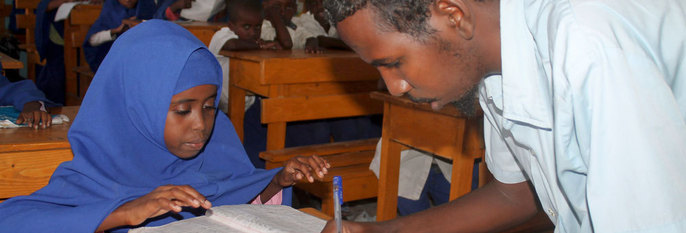 SKOLE:Flere hundre norsk-somaliske barn blir sendt utlandet for å gå på skole. Blant annet til Somalia. Her er en skole i Mogadishu i Somalia.